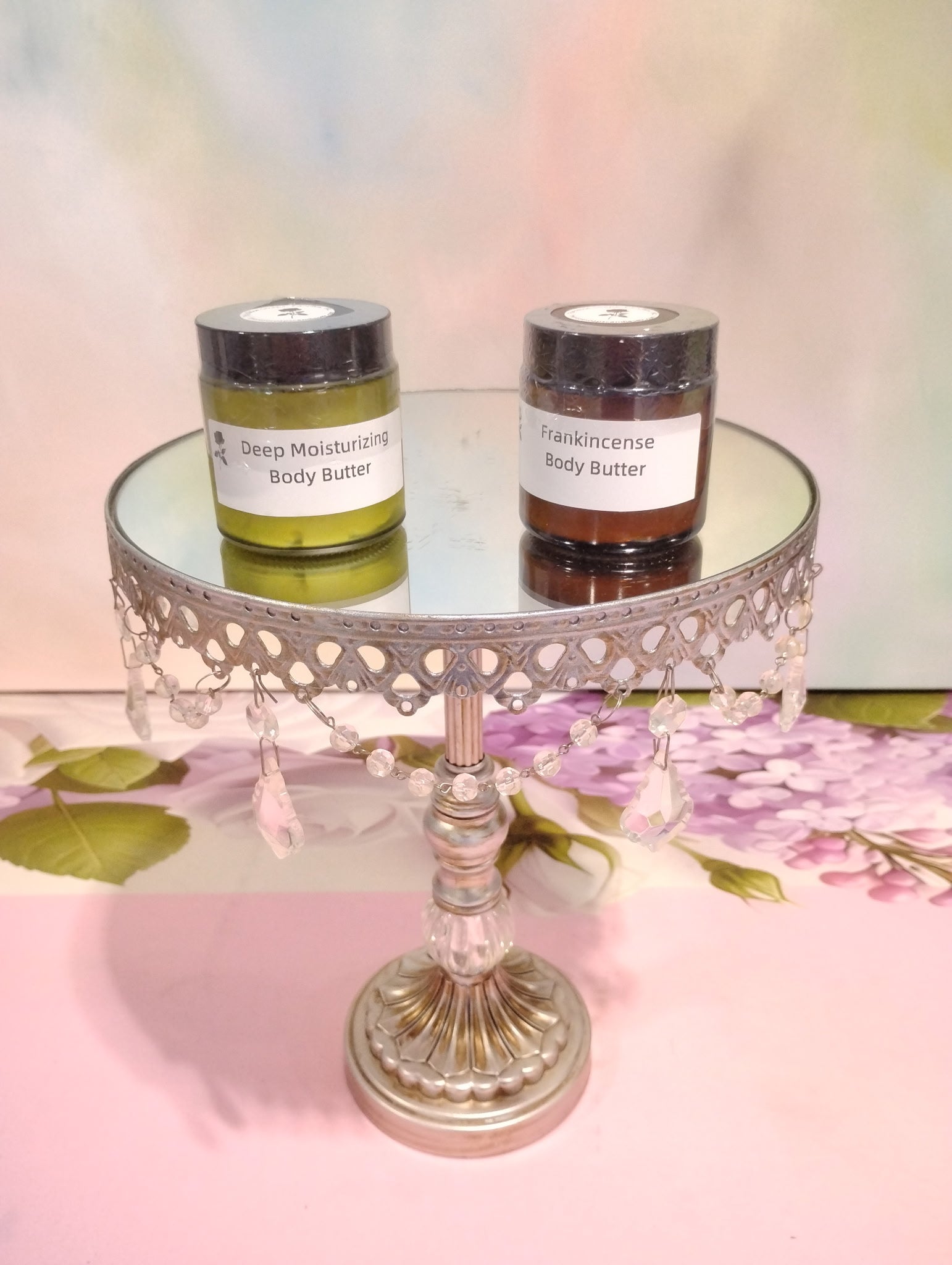 Creamy tallow body butter from The Rose Soaps Candles Etc, showing a smooth, natural lotion with a rich, nourishing texture.