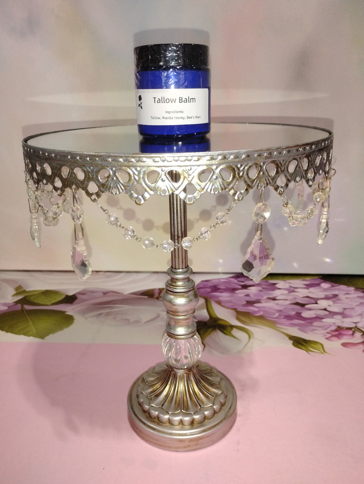 Creamy Tallow Body Butter by The Rose Soaps Candles Etc, shown in a jar with a smooth, rich texture for moisturizing skin.